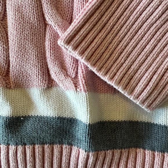Brooks Bros. Cable V-Neck Sweater – L (Pink with Blue/White Detail) - Picture 2 of 6